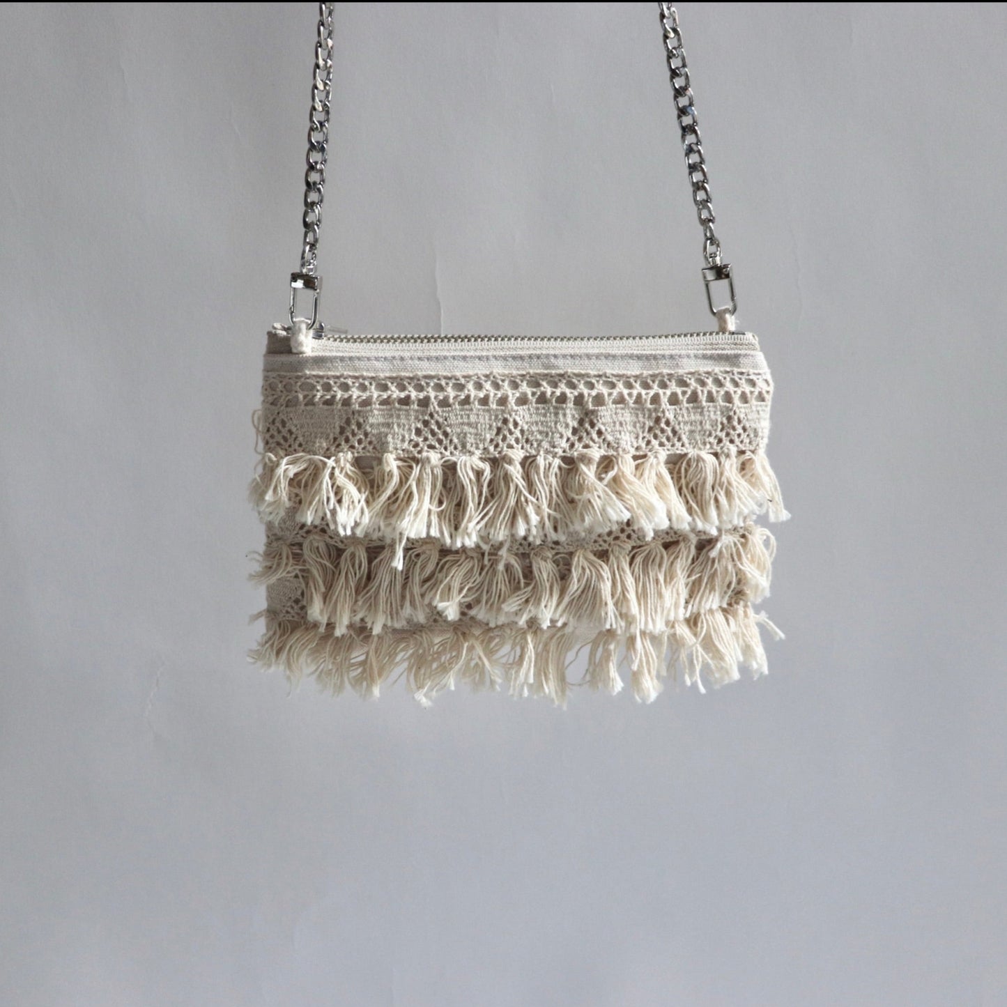 Crossbody bag with fringe trim