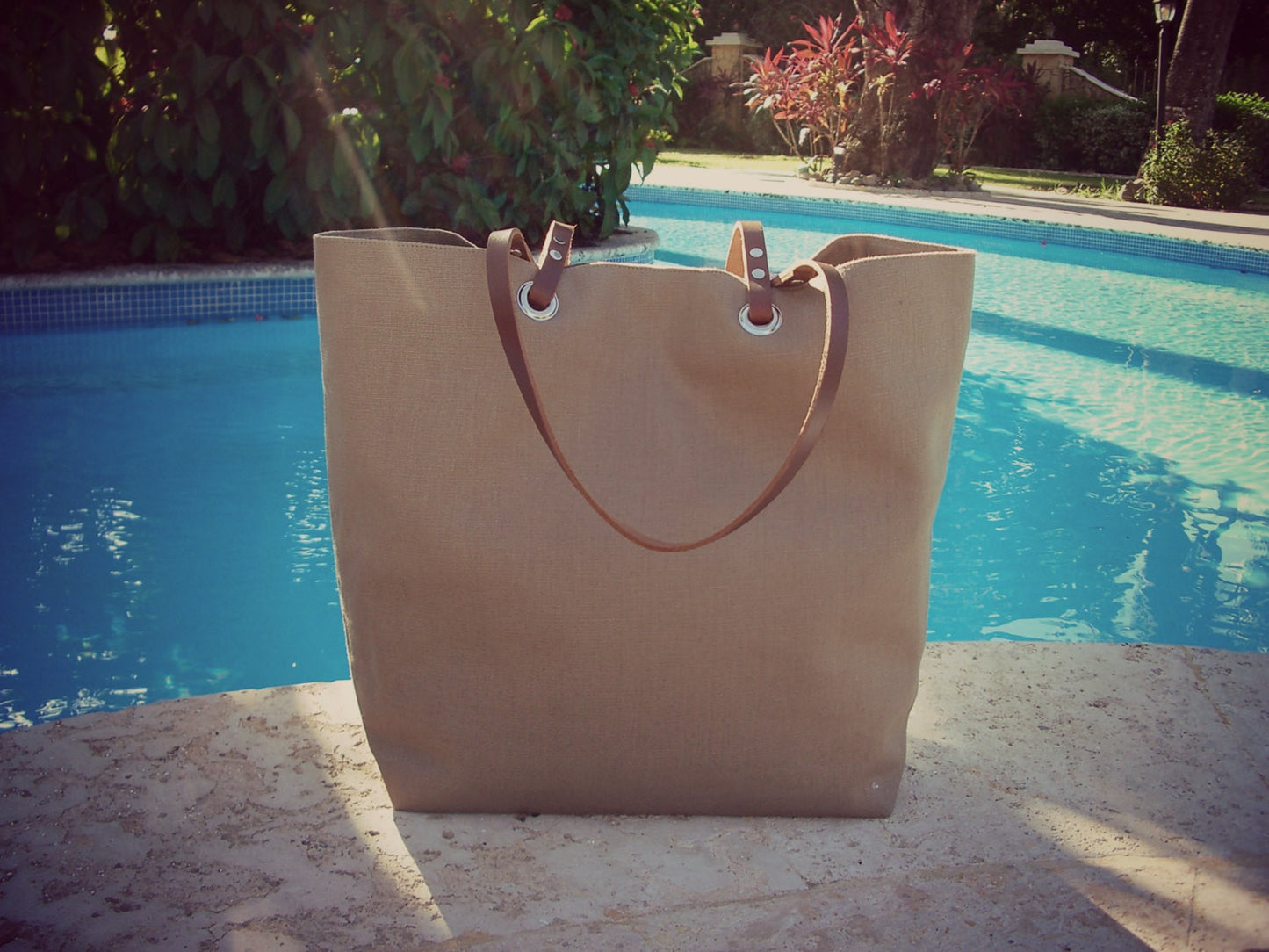 Taupe Linen Beach Bag by Independent Reign
