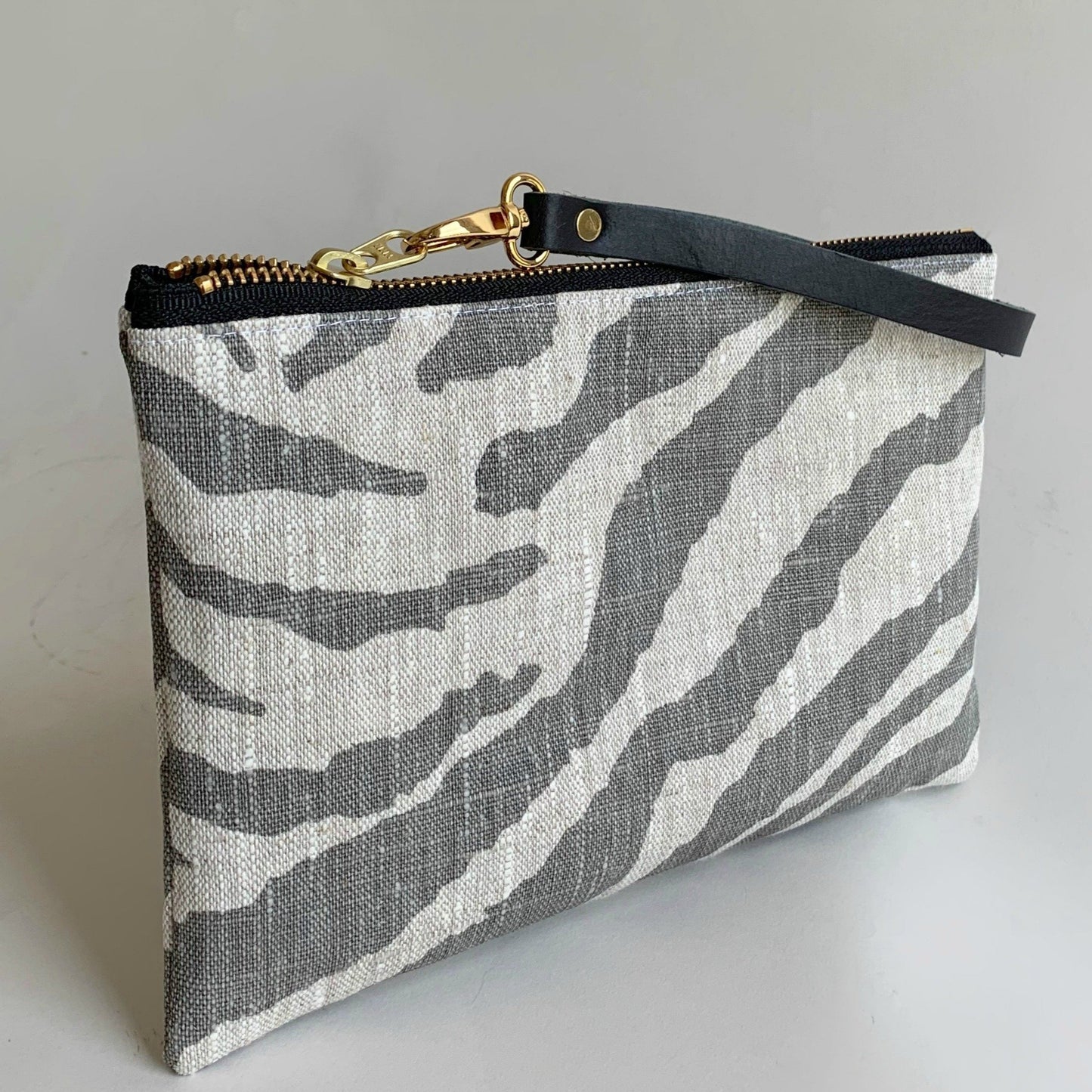Clutch Bag in Zebra Print Linen