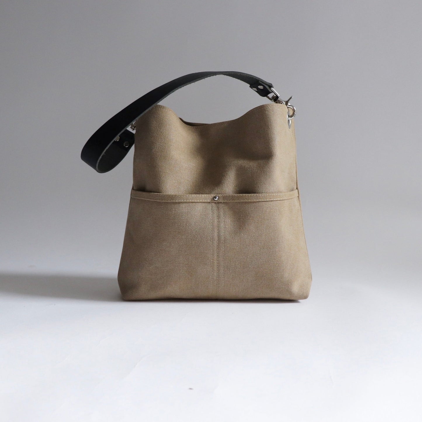 Canvas Hobo Bag, Bucket Bag in Khaki, Medium Size Tote Bag