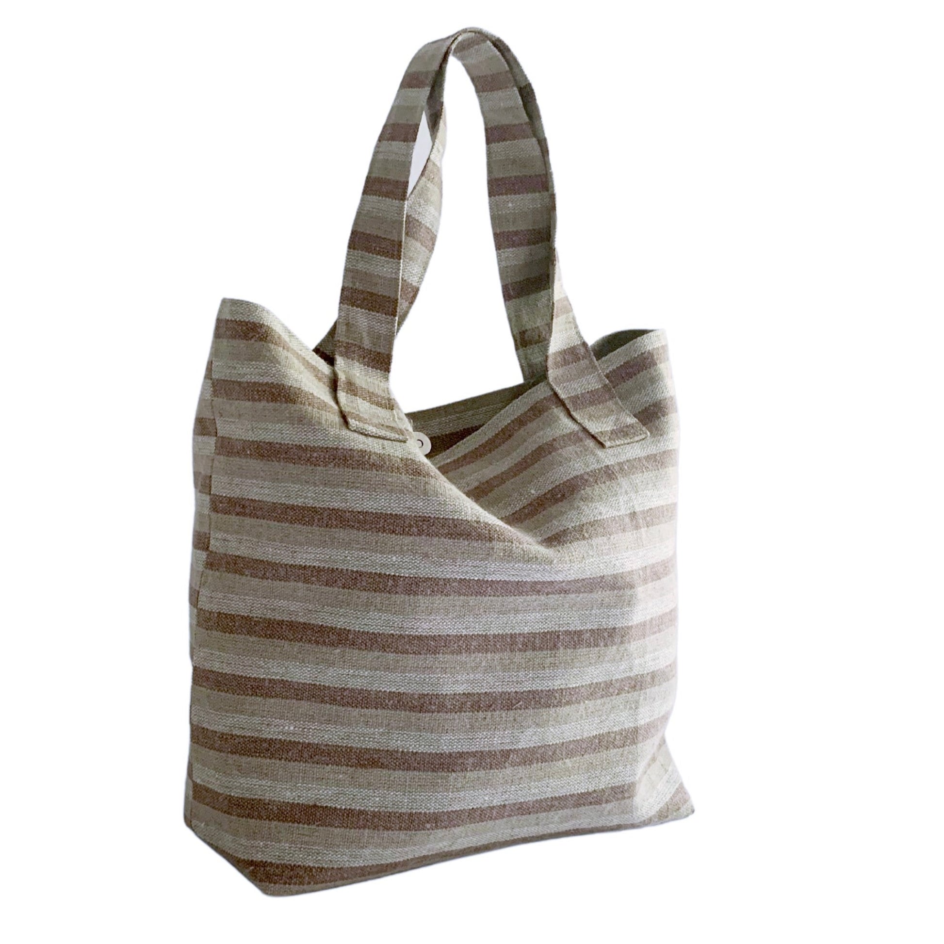 Side view of striped shoulder bag