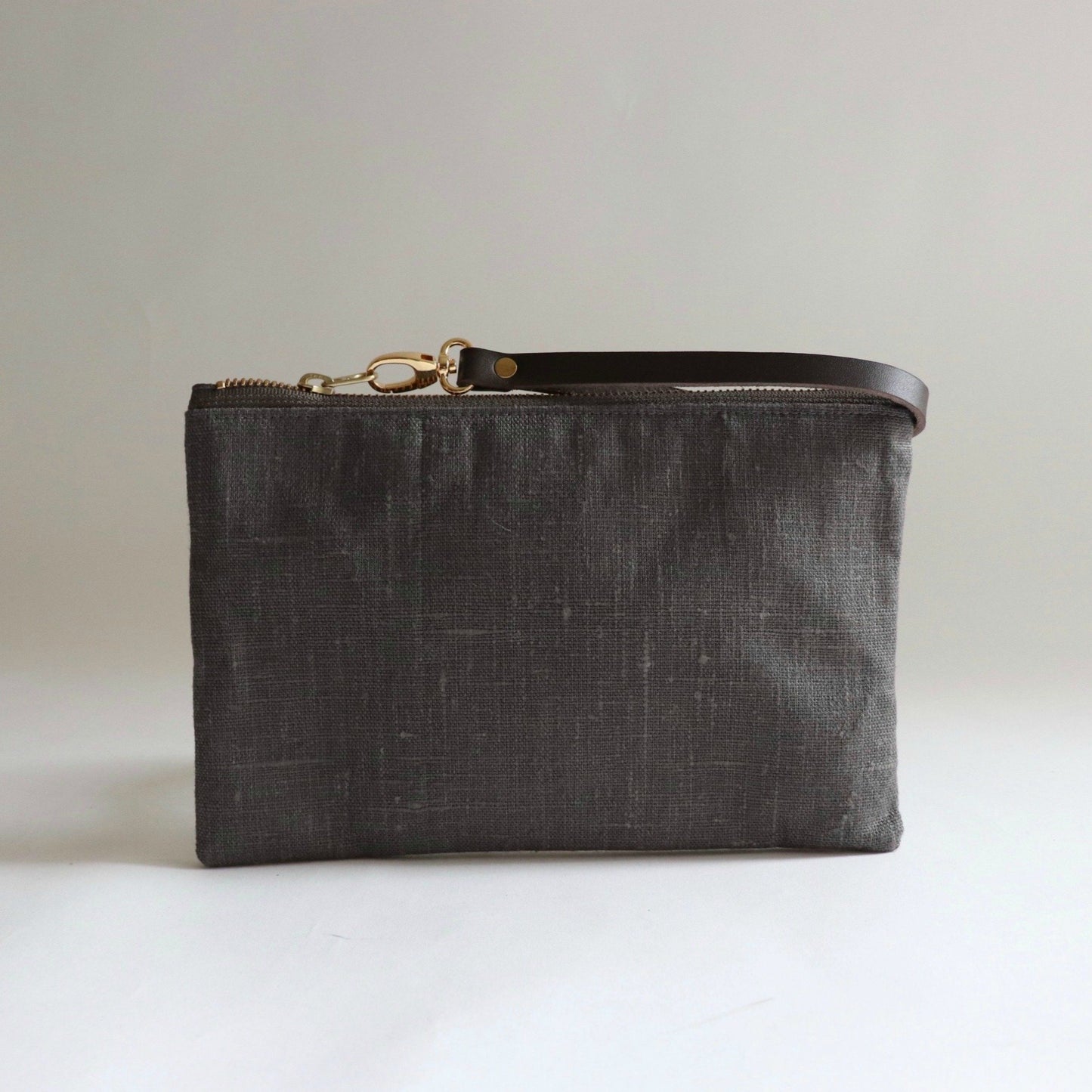 Dark Gray Linen Clutch Bag