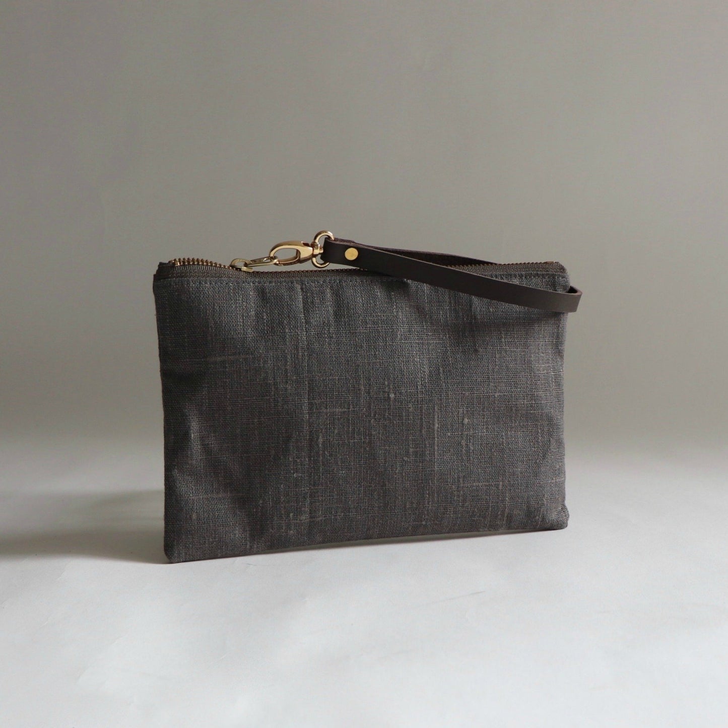 Dark Gray Linen Clutch Bag