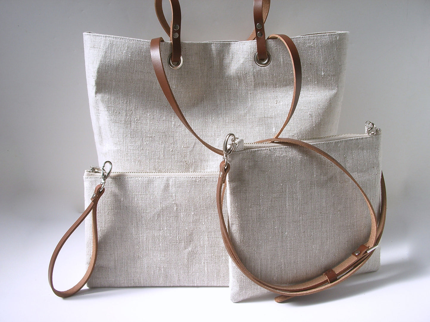 Minimalist Natural Linen Beach Bag