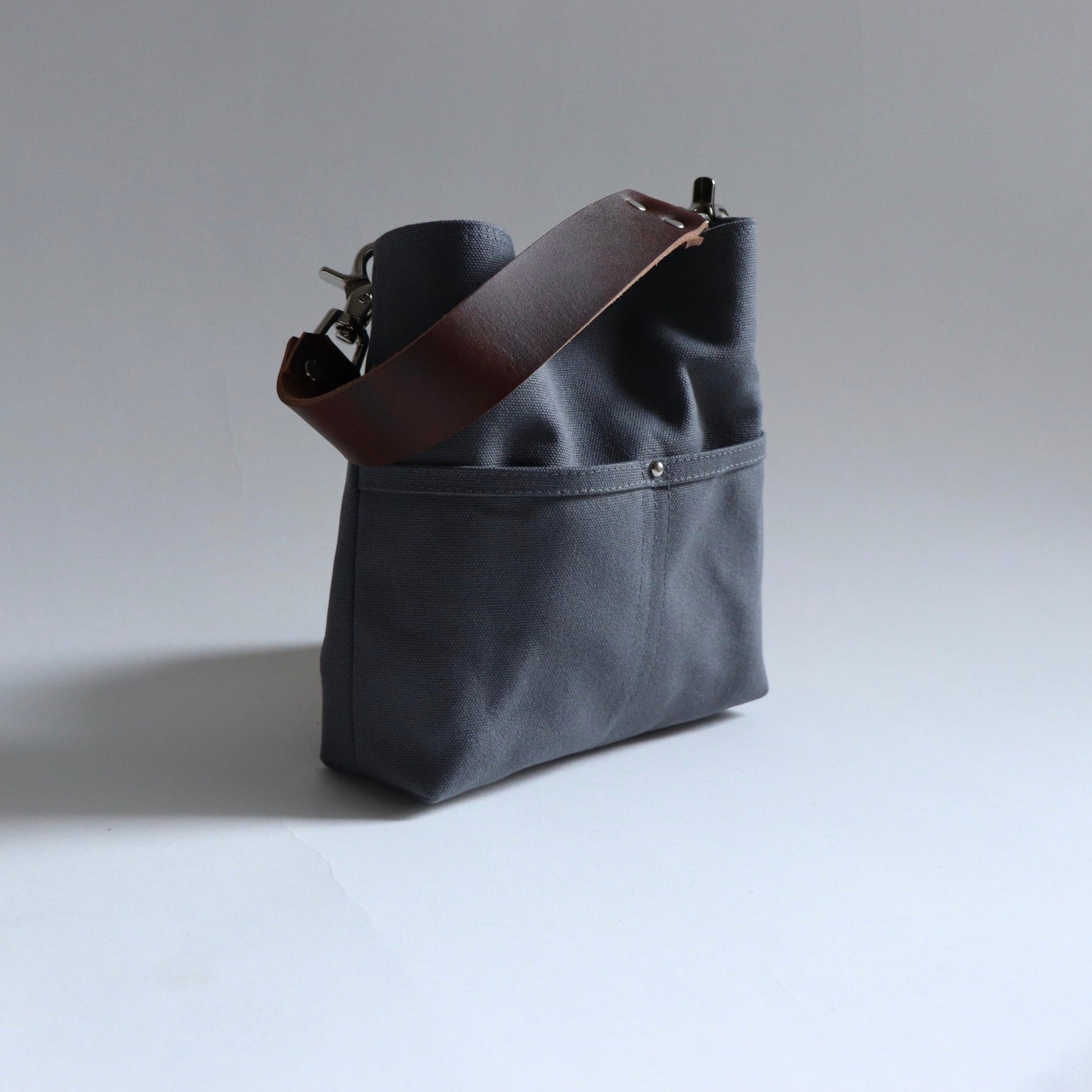 side view mini gray hobo bag
