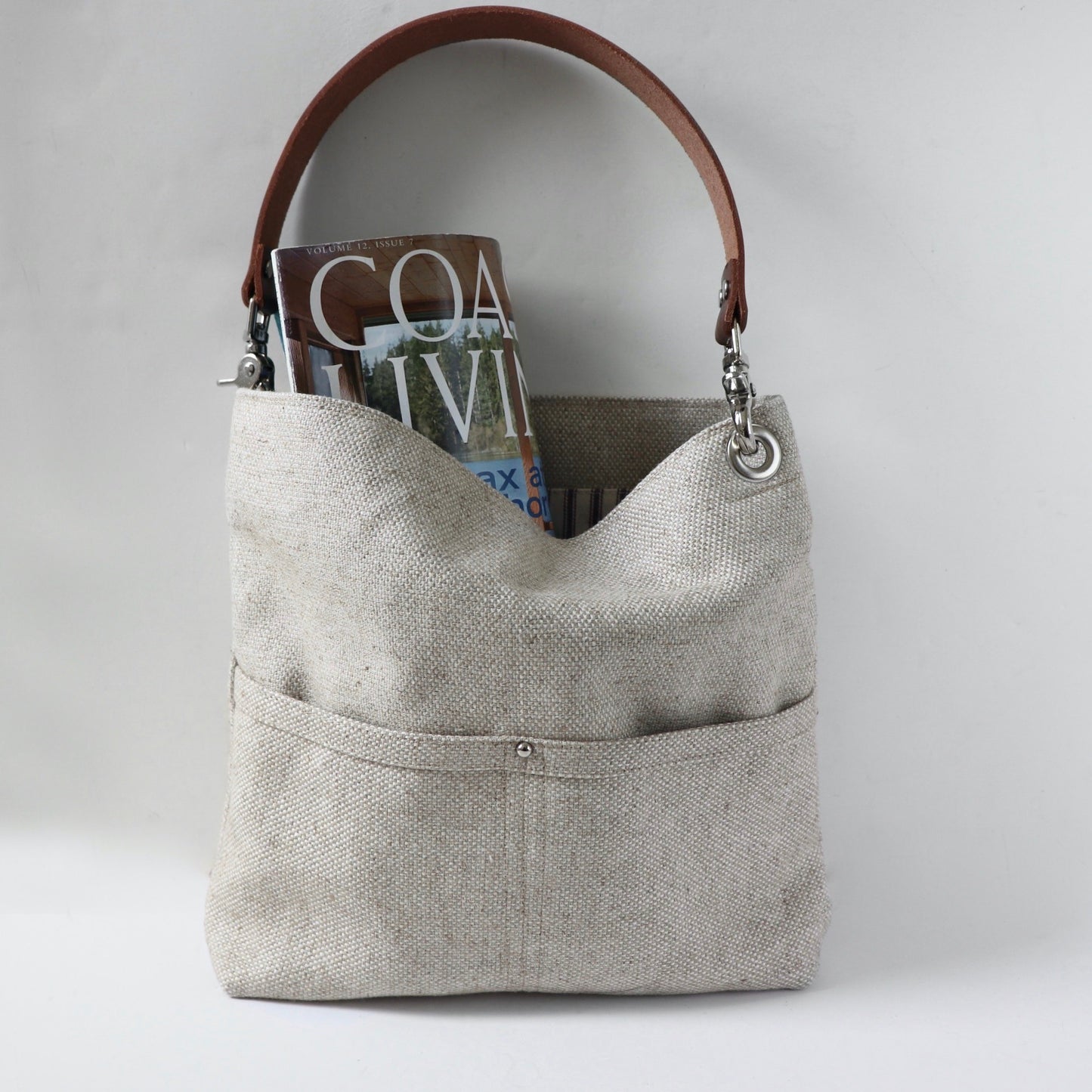 Hobo Style Bag in Woven Flax - Medium