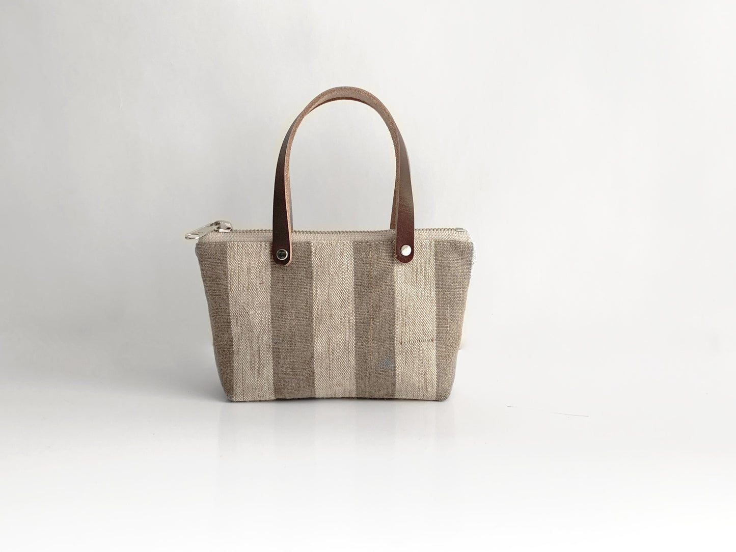 Micro Tote Bag in Striped Linen by Independent Reign