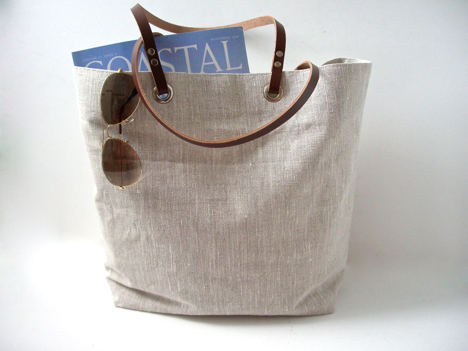 Natural Linen Canvas Tote Bag