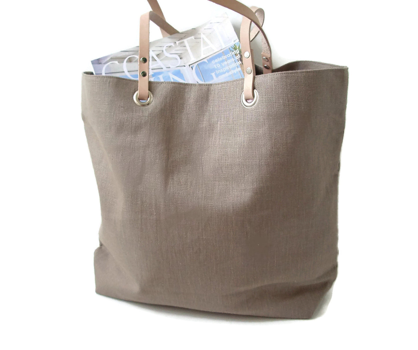 Taupe Linen Beach Bag by Independent Reign