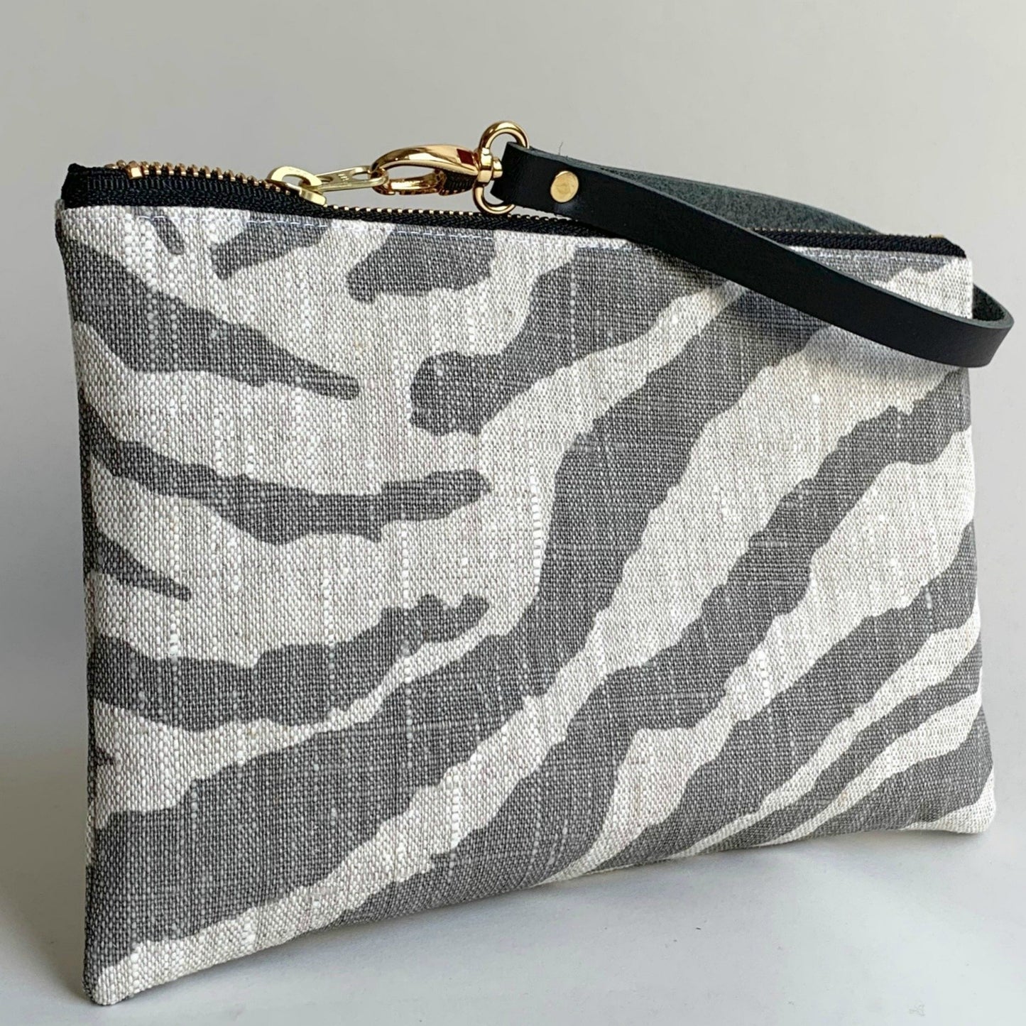 Clutch Bag in Zebra Print Linen